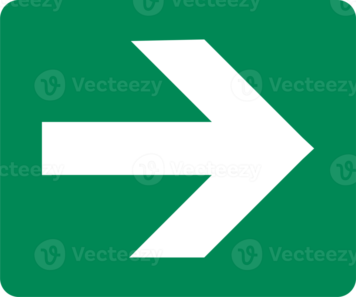 Right arrow direction signs. Green exit emergency icon. png