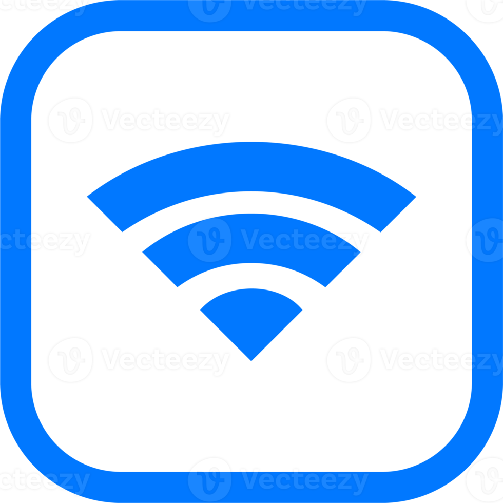 Wifi icoon in blauw en wit kleuren. draadloze tekens illustratie. png