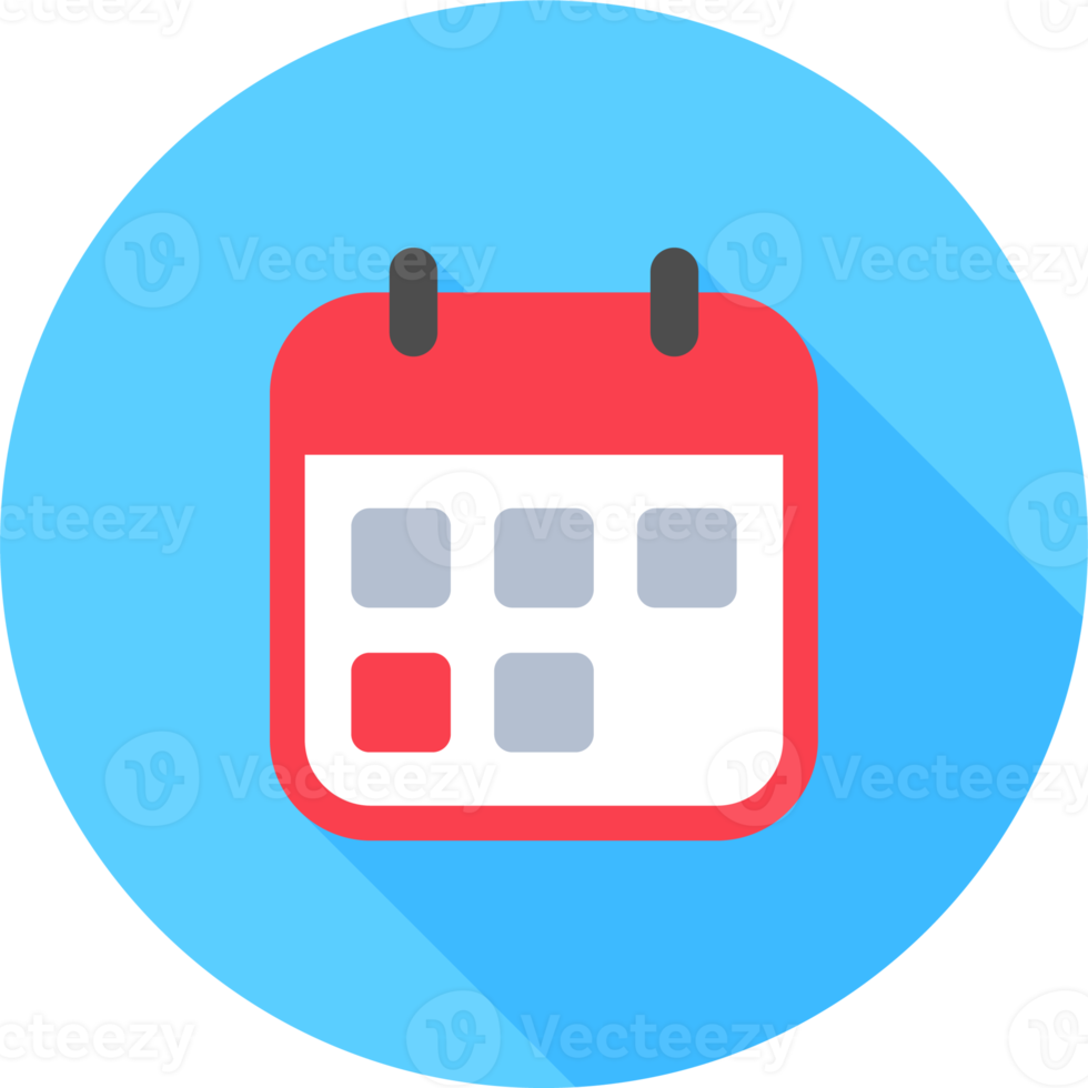 Calendar icon in flat design style. Date signs illustration. png