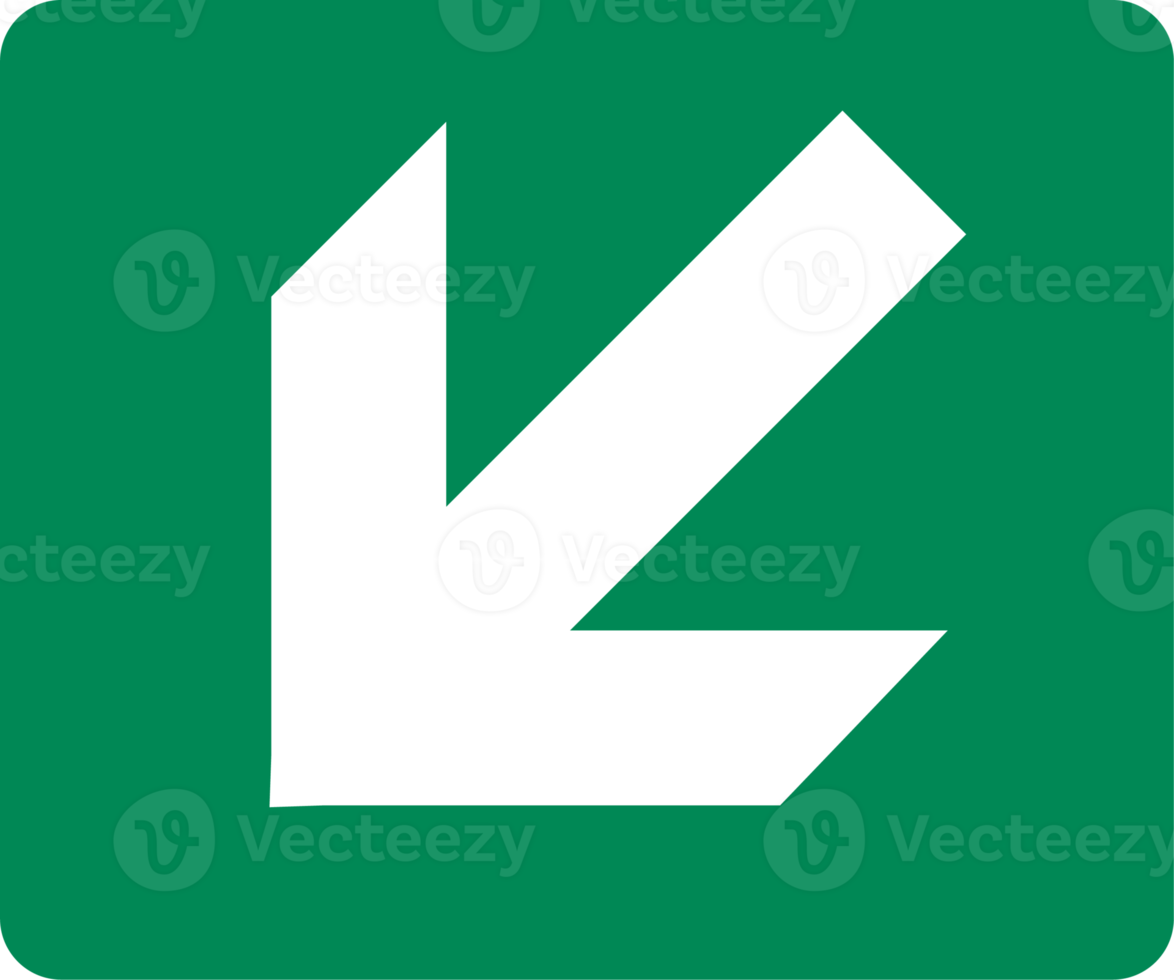 Bottom left arrow direction signs. Green exit emergency icon. png