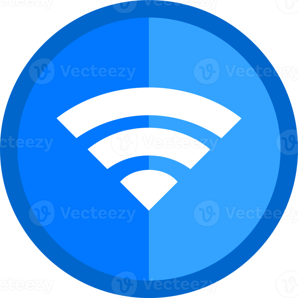 Wifi icoon in blauw en wit kleuren. draadloze tekens illustratie. png