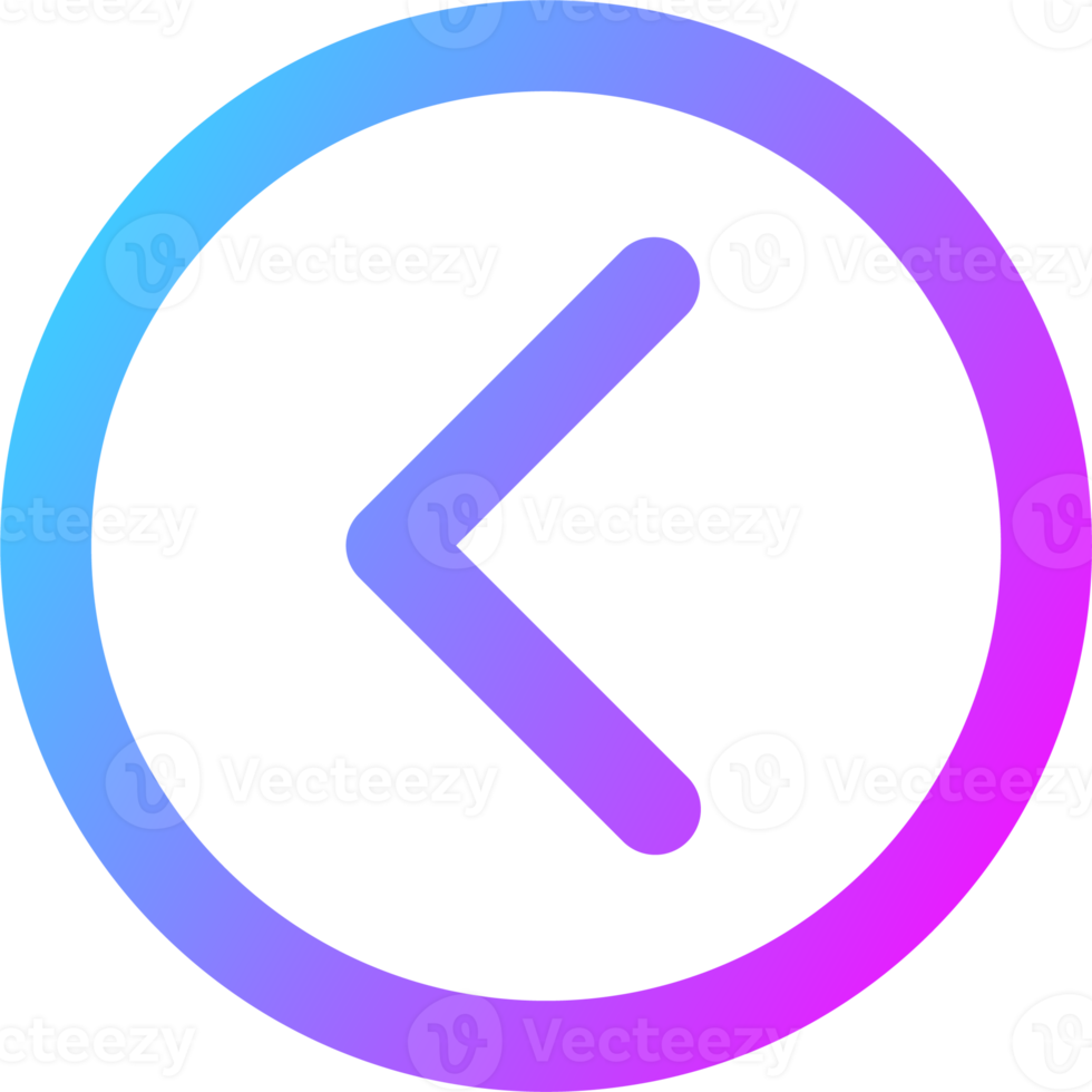 Left arrow direction line icon in gradient colors. Interface signs illustration. png