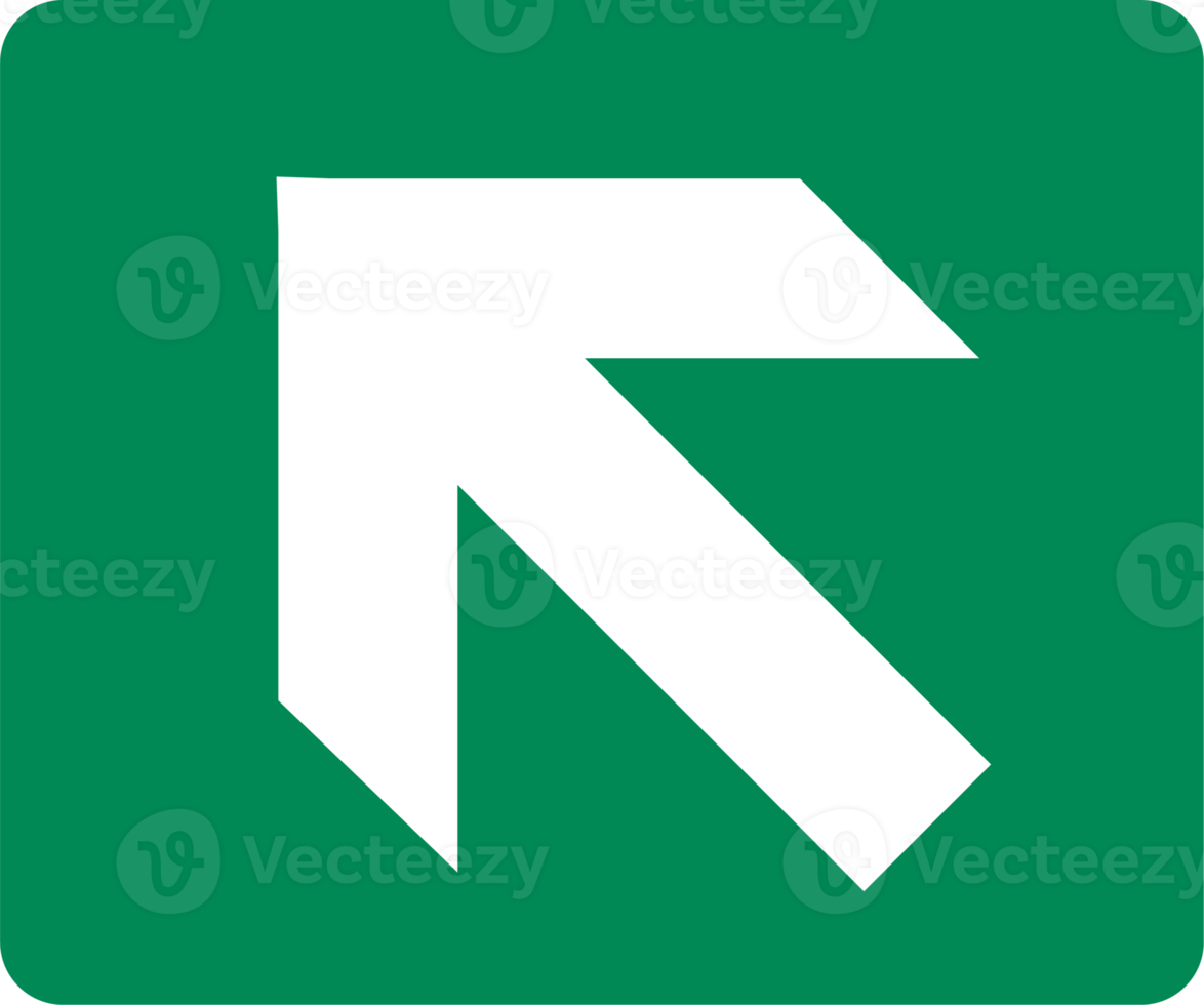 Top left arrow direction signs. Green exit emergency icon. png