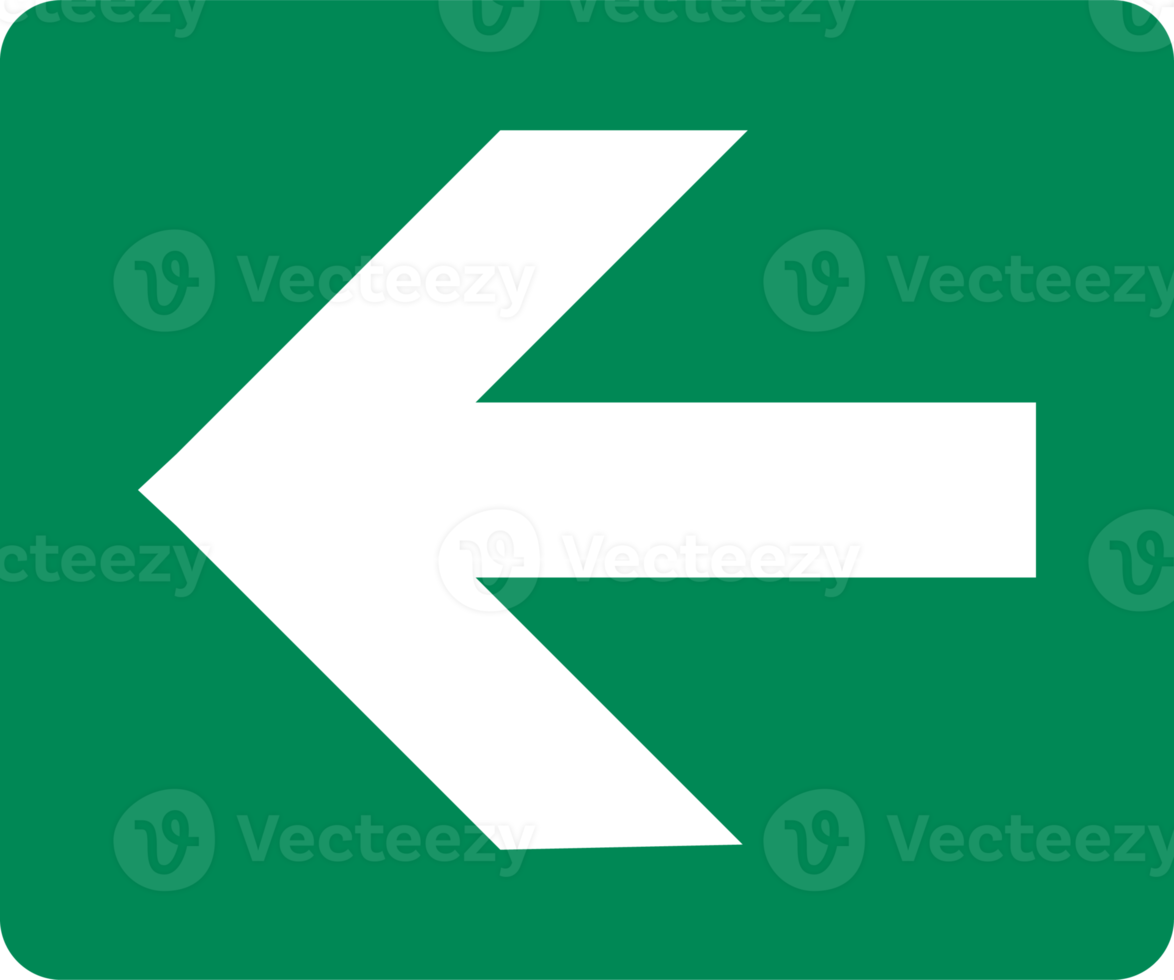 Left arrow direction signs. Green exit emergency icon. png