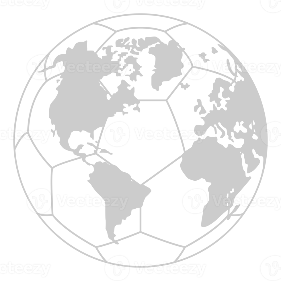 carte du monde sur la silhouette du ballon de football pour l'icône, le symbole, le pictogramme, les actualités sportives, l'illustration artistique, les applications, le site Web ou l'élément de conception graphique. formatpng png