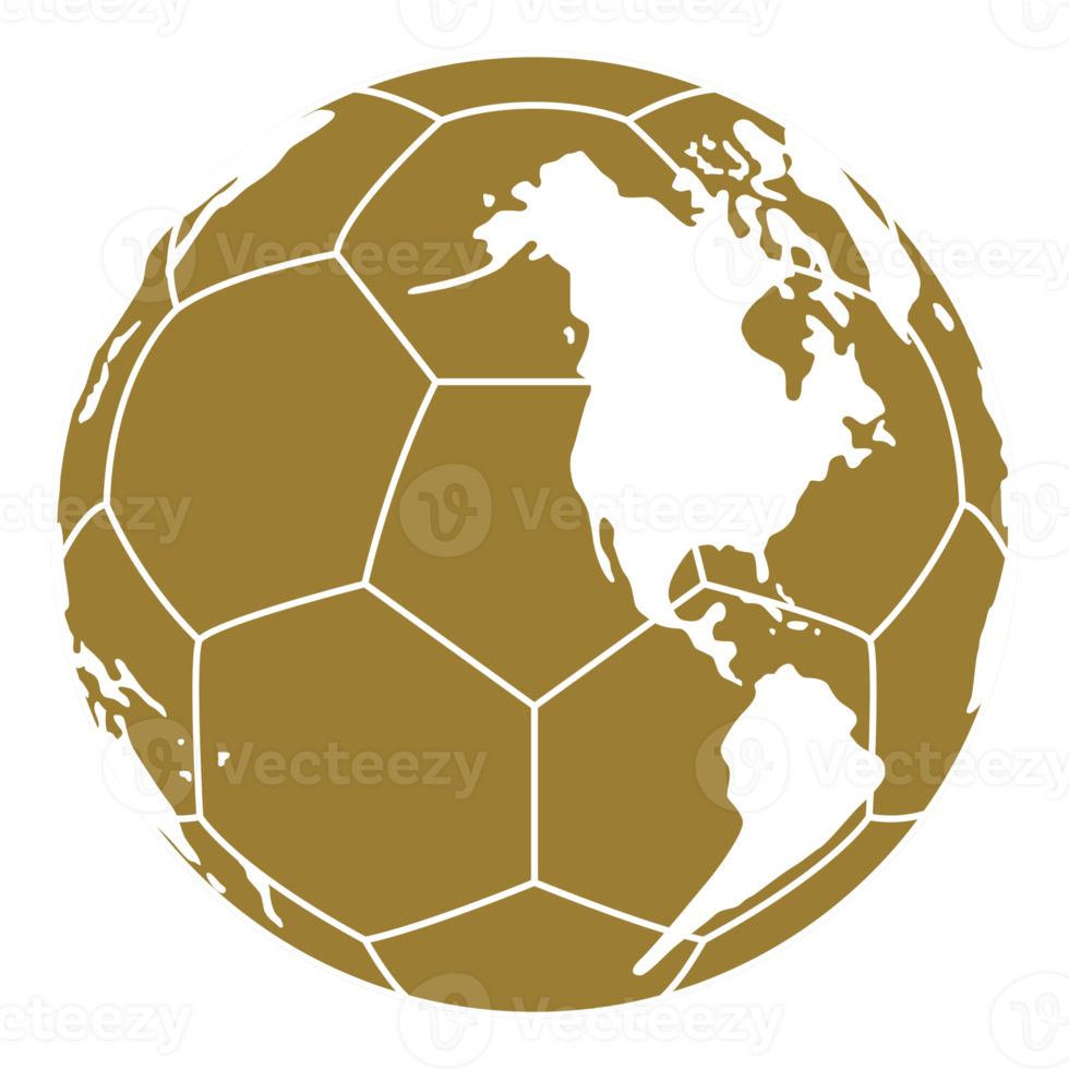 World Map on the Foot Ball Silhouette for Icon, Symbol, Pictogram, Sport News, Art Illustration, Apps, Website or Graphic Design Element. Format PNG