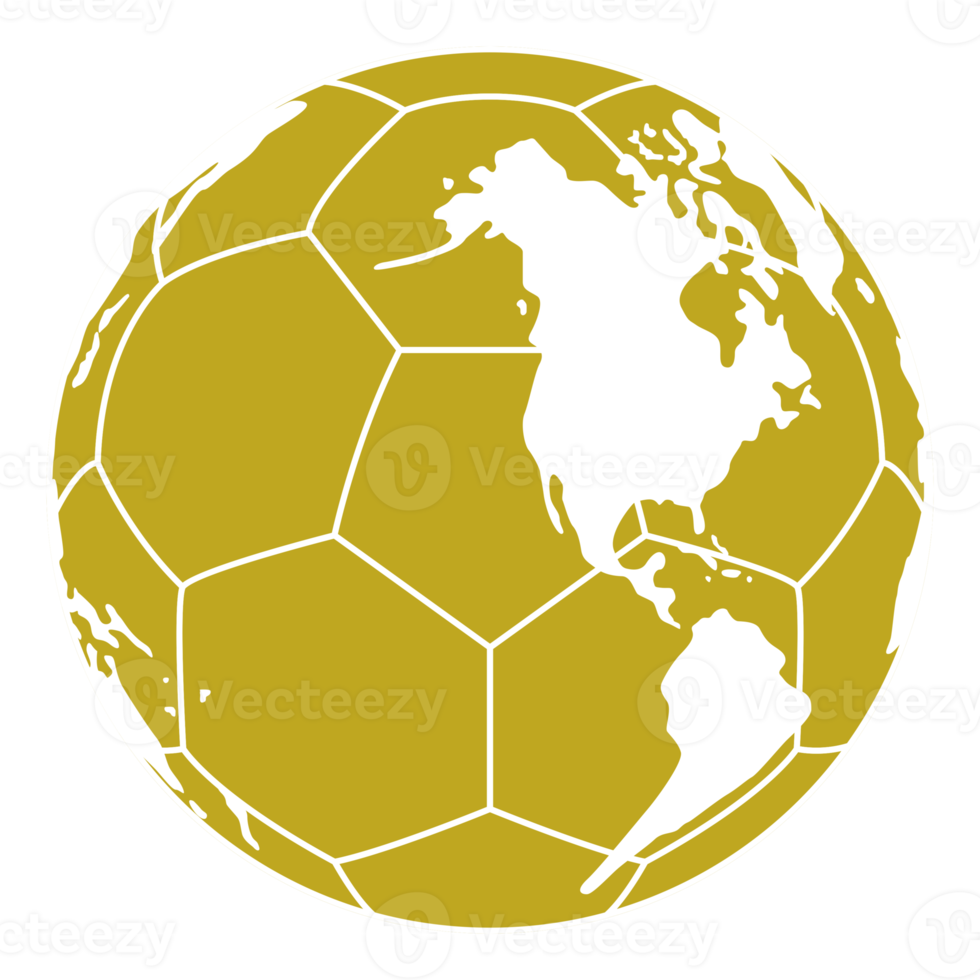 mapa mundial en la silueta de la pelota de pie para icono, símbolo, pictograma, noticias deportivas, ilustración de arte, aplicaciones, sitio web o elemento de diseño gráfico. formato png