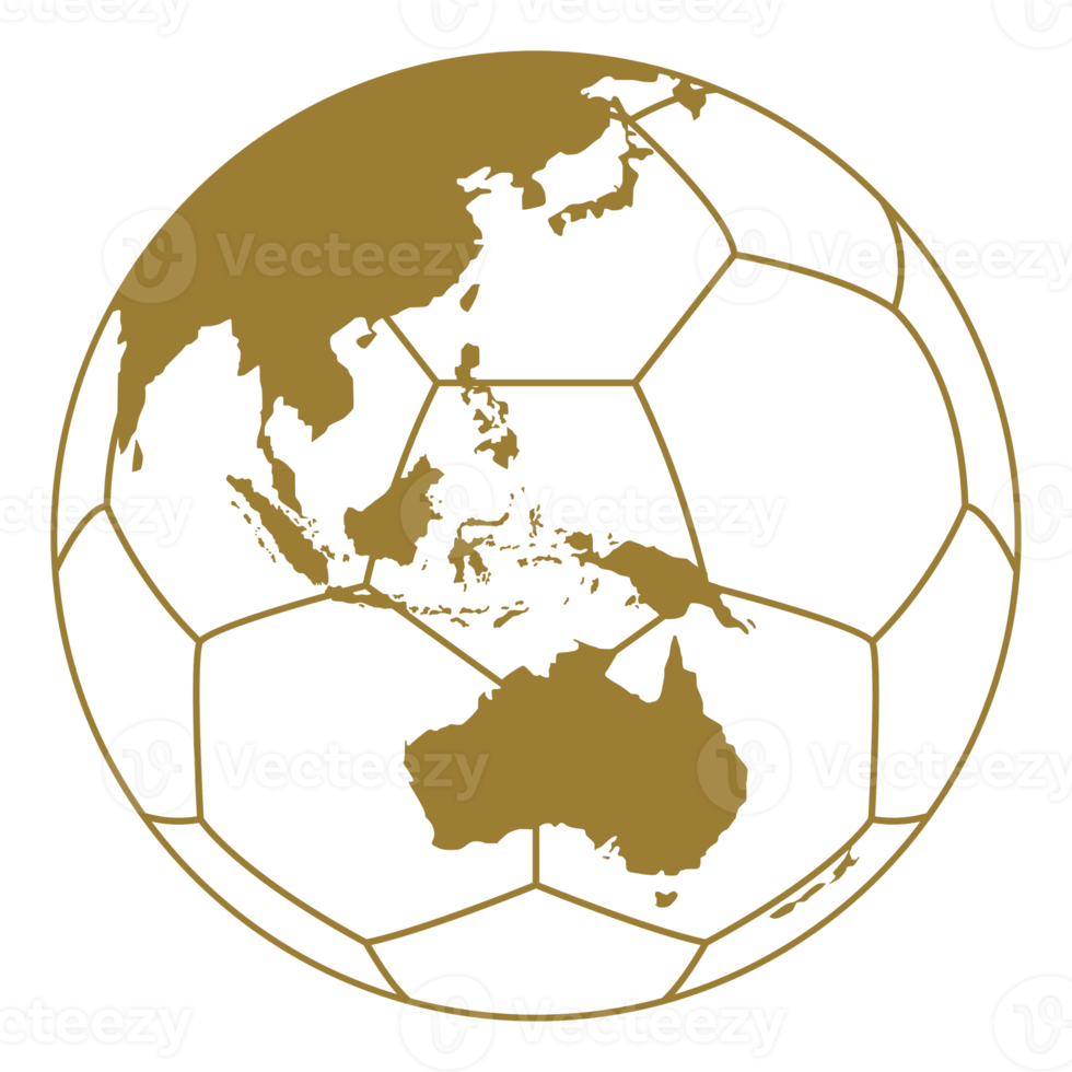 World Map on the Foot Ball Silhouette for Icon, Symbol, Pictogram, Sport News, Art Illustration, Apps, Website or Graphic Design Element. Format PNG