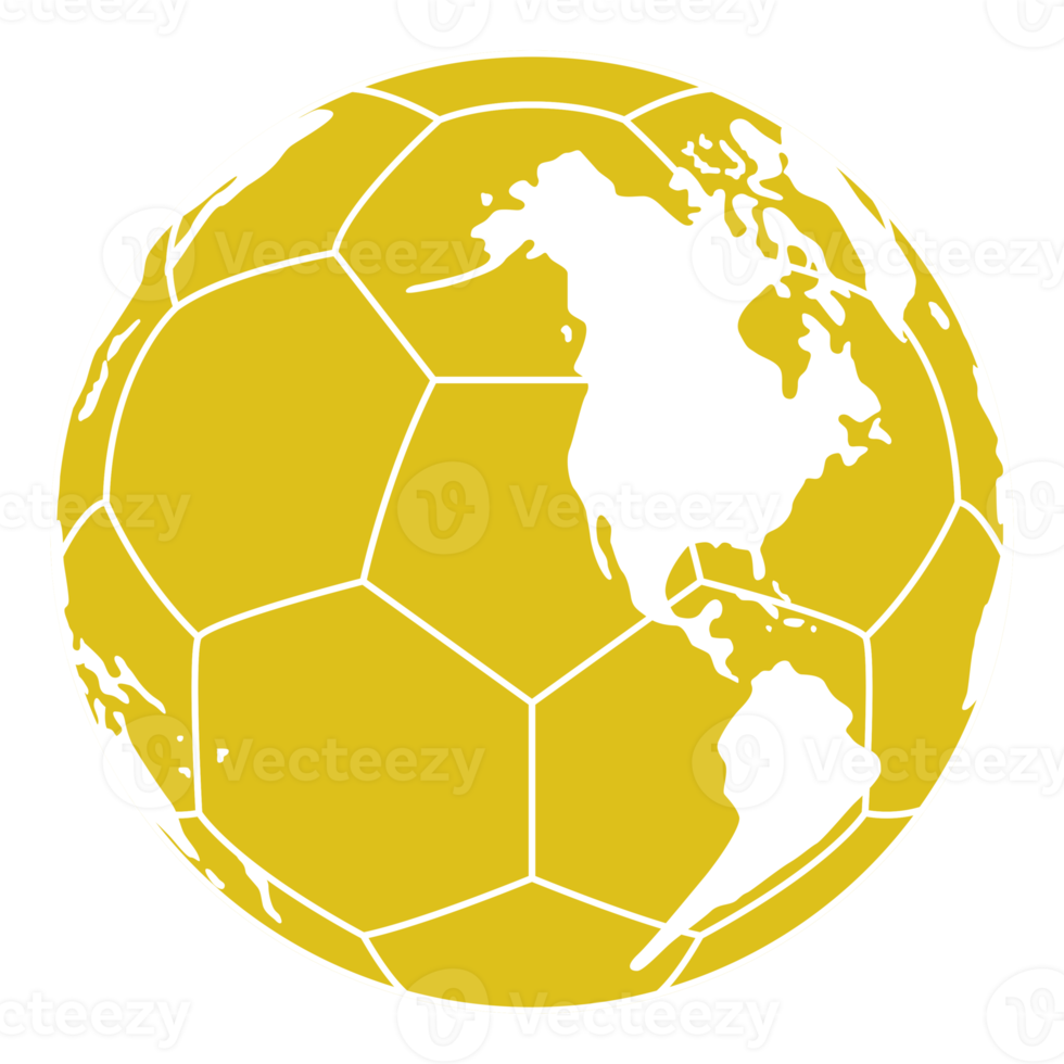 World Map on the Foot Ball Silhouette for Icon, Symbol, Pictogram, Sport News, Art Illustration, Apps, Website or Graphic Design Element. Format PNG