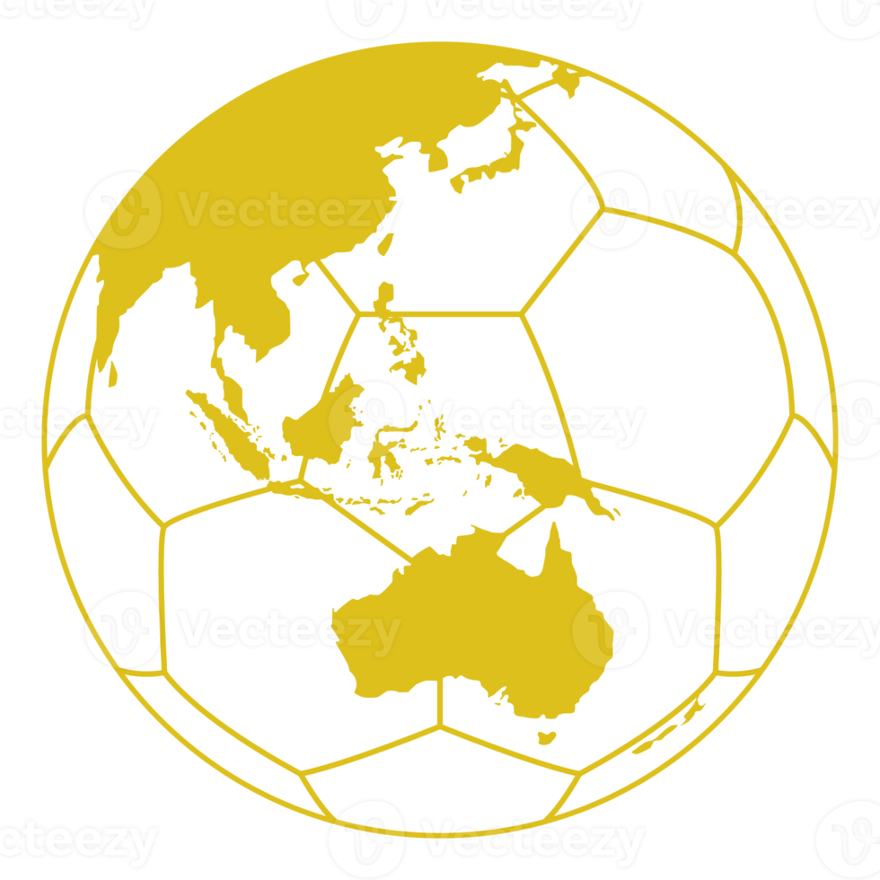 World Map on the Foot Ball Silhouette for Icon, Symbol, Pictogram, Sport News, Art Illustration, Apps, Website or Graphic Design Element. Format PNG