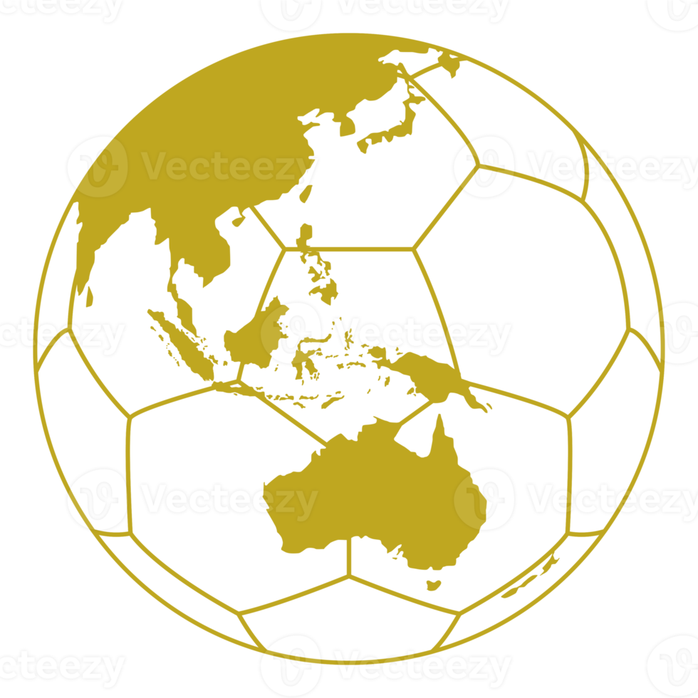 World Map on the Foot Ball Silhouette for Icon, Symbol, Pictogram, Sport News, Art Illustration, Apps, Website or Graphic Design Element. Format PNG