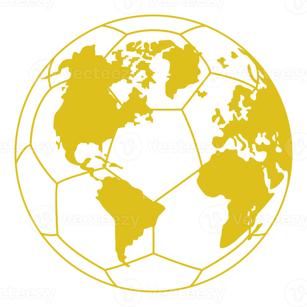World Map on the Foot Ball Silhouette for Icon, Symbol, Pictogram, Sport News, Art Illustration, Apps, Website or Graphic Design Element. Format PNG