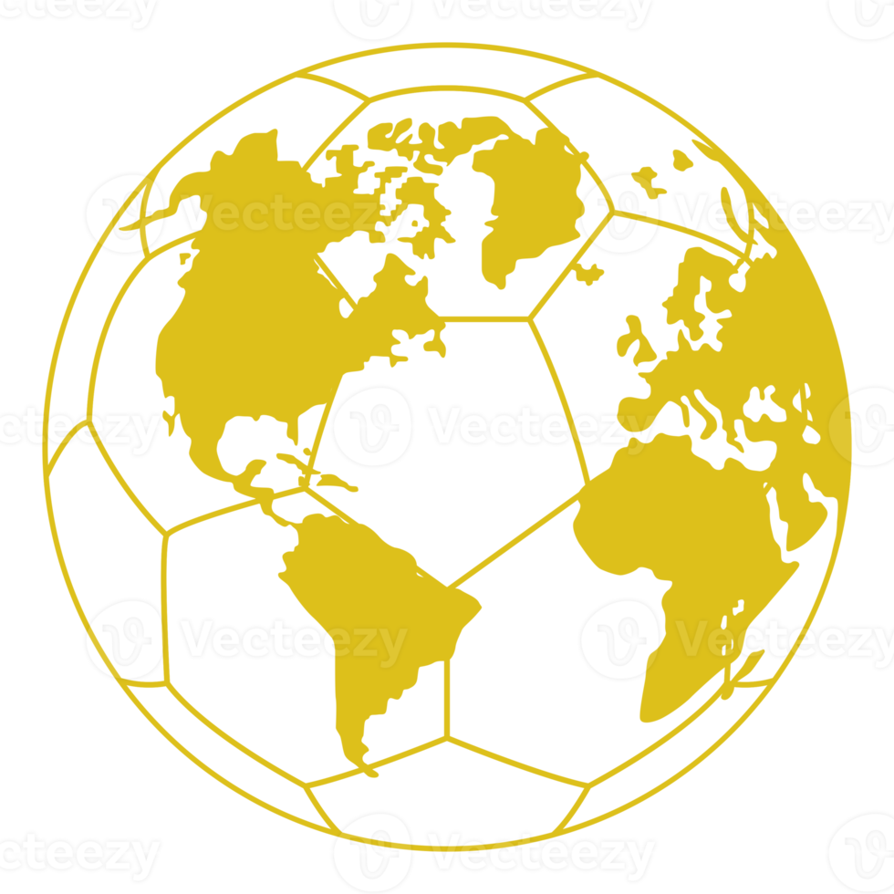 World Map on the Foot Ball Silhouette for Icon, Symbol, Pictogram, Sport News, Art Illustration, Apps, Website or Graphic Design Element. Format PNG