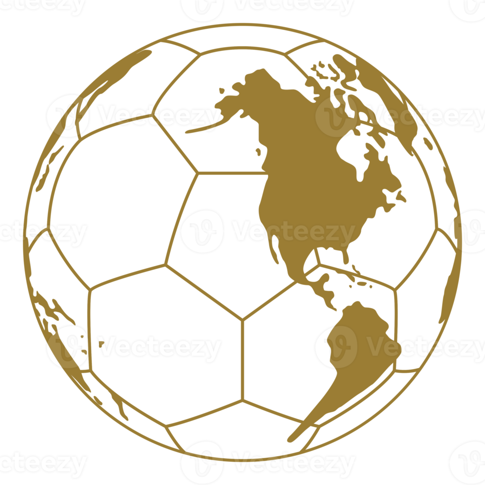 World Map on the Foot Ball Silhouette for Icon, Symbol, Pictogram, Sport News, Art Illustration, Apps, Website or Graphic Design Element. Format PNG