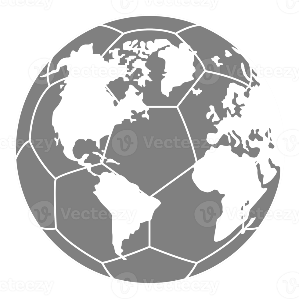 värld Karta på de fot boll silhuett för ikon, symbol, piktogram, sport Nyheter, konst illustration, appar, hemsida eller grafisk design element. formatera png