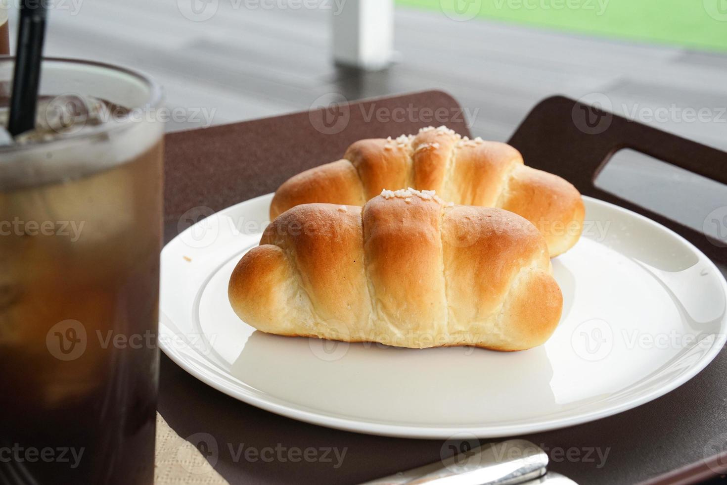 Salt bread, dessert at a coffee shop photo