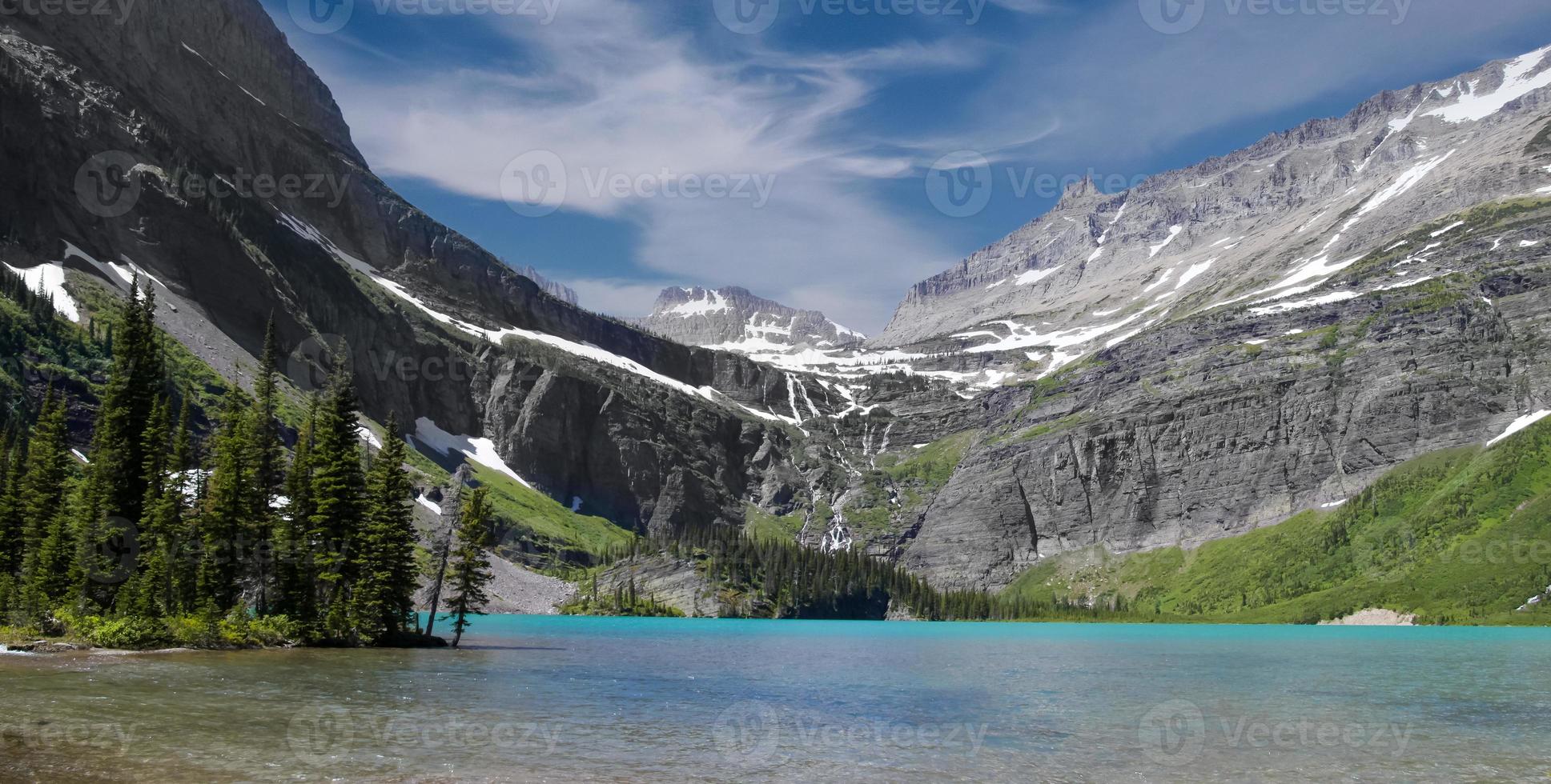 Scenic Grinnell lake landscape in Glacier national park. photo