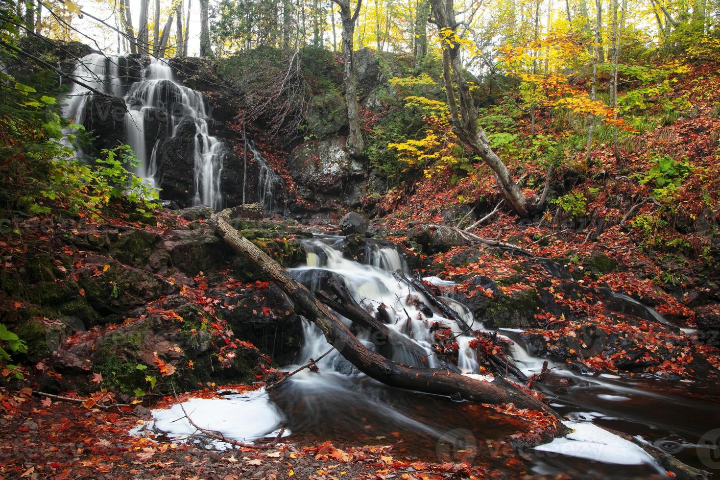 Scenic Hungarian water falls in Michigan upper peninsula during autumn time photo