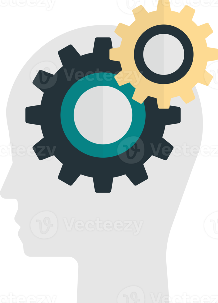 brains and cogs illustration in minimal style png