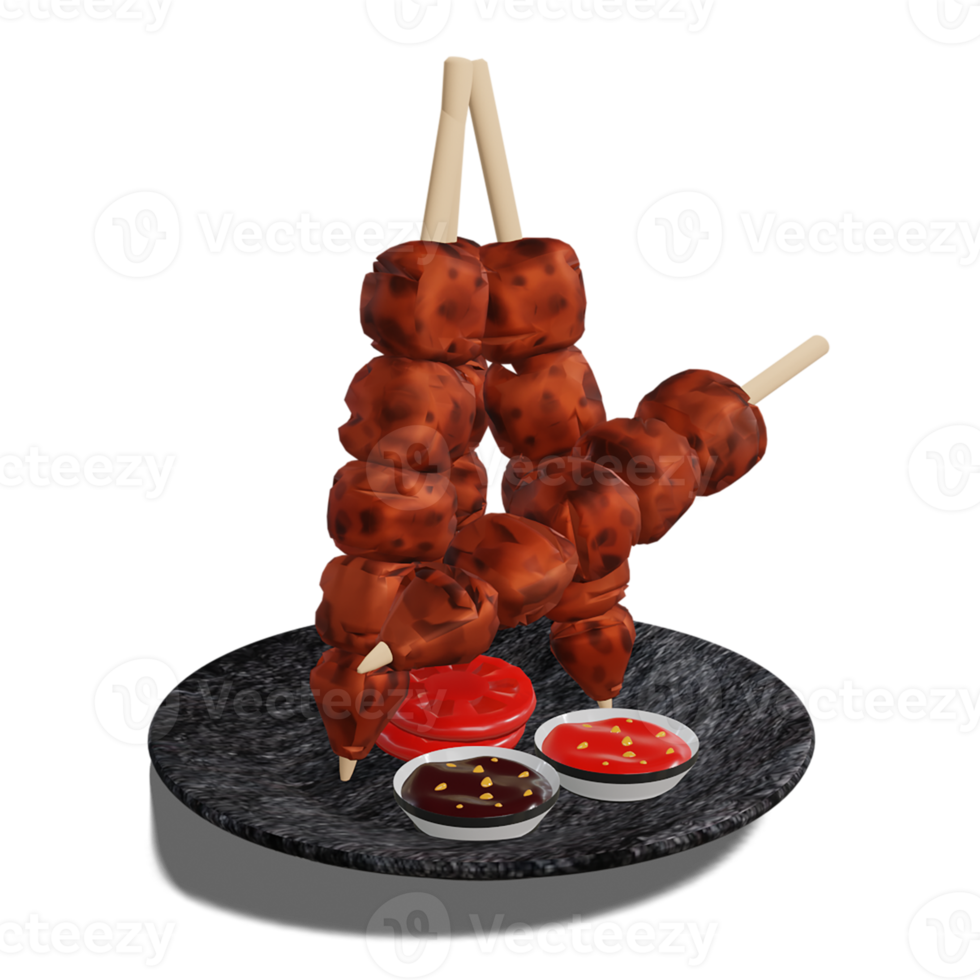 poulet satay avec sauce aux arachides fond de transparence 3d png