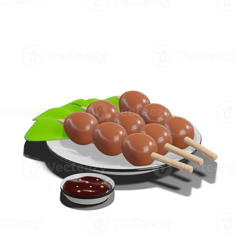 Soy Quail Eggs Satay 3d with Transparency Background png