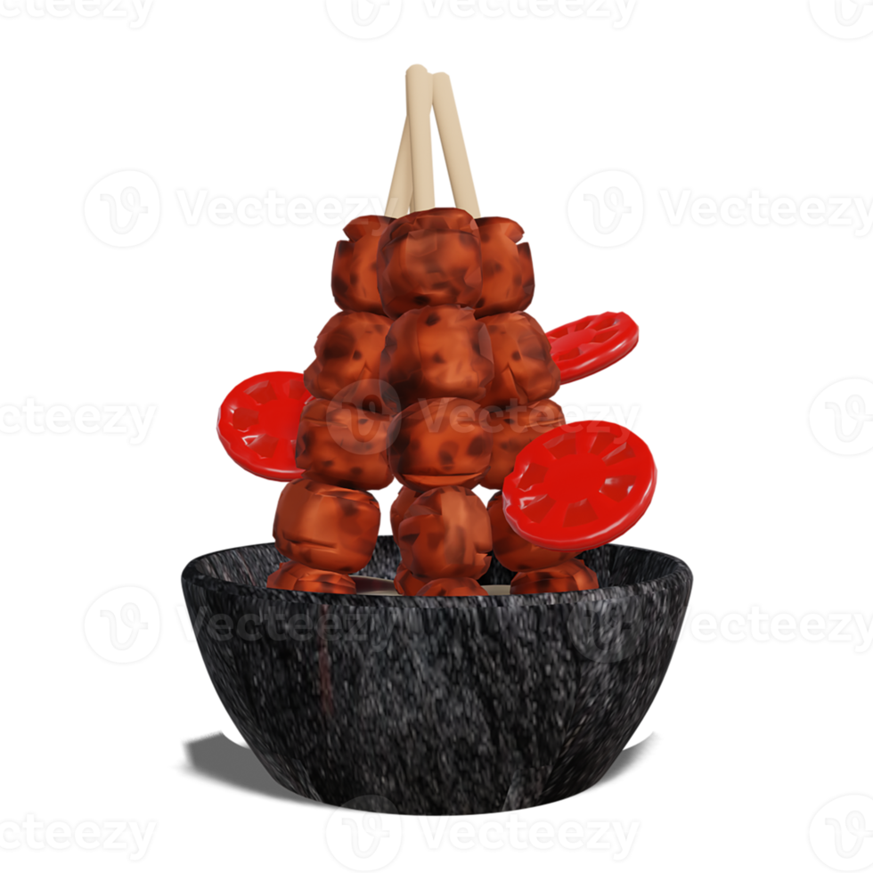 Chicken Satay with Peanut Sauce 3d Transparency Background png