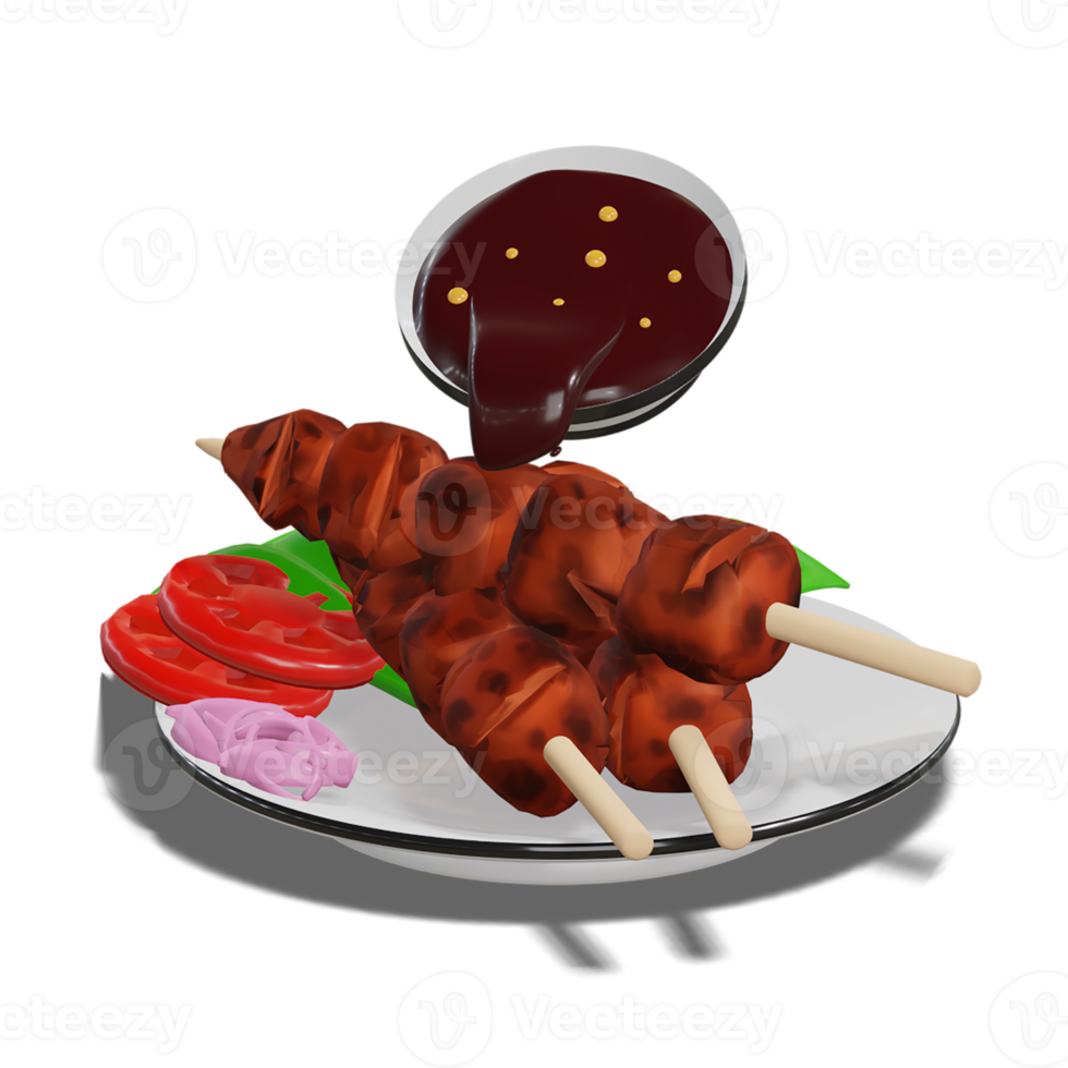 poulet satay avec sauce aux arachides fond de transparence 3d png