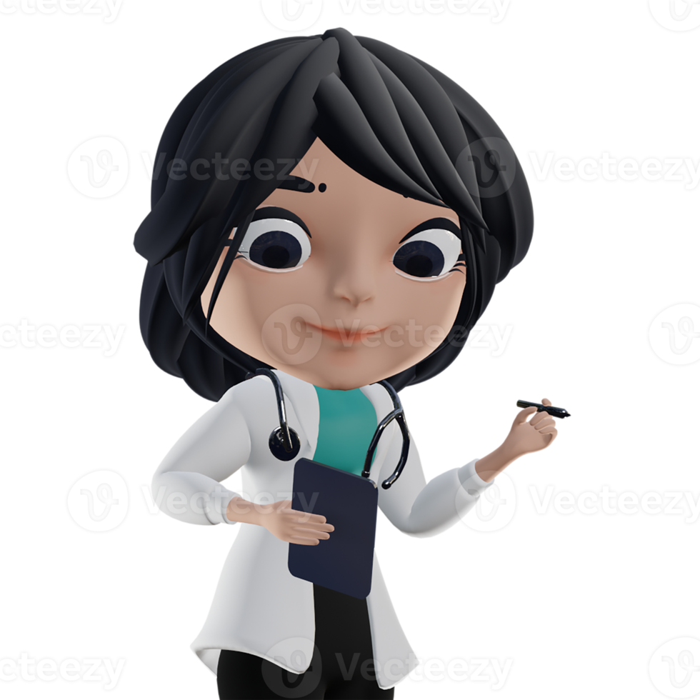 3d bela médica feminina png