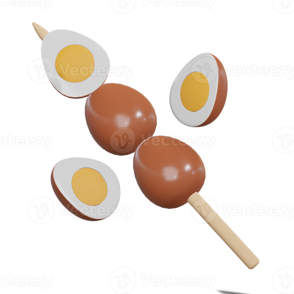 Soy Quail Eggs Satay 3d with Transparency Background png