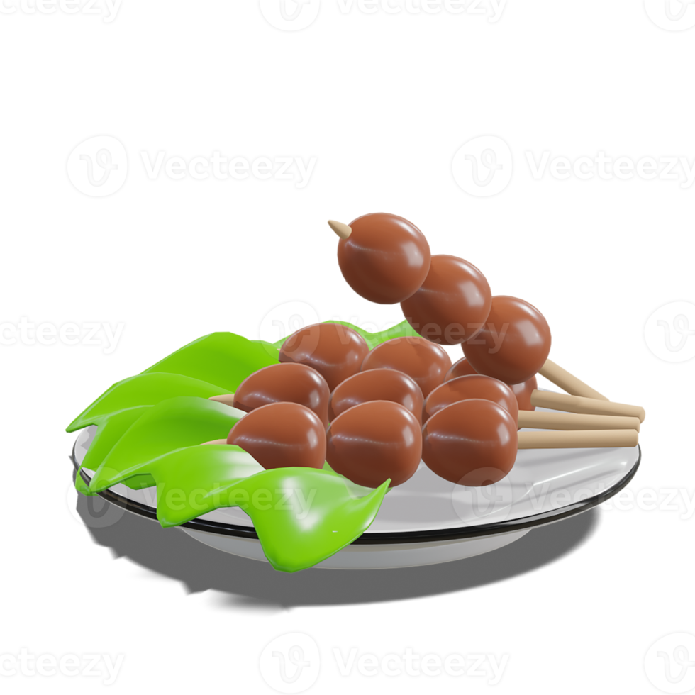 Soy Quail Eggs Satay 3d with Transparency Background png