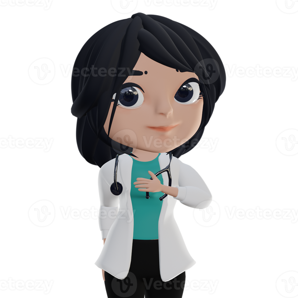 3d bela médica feminina png