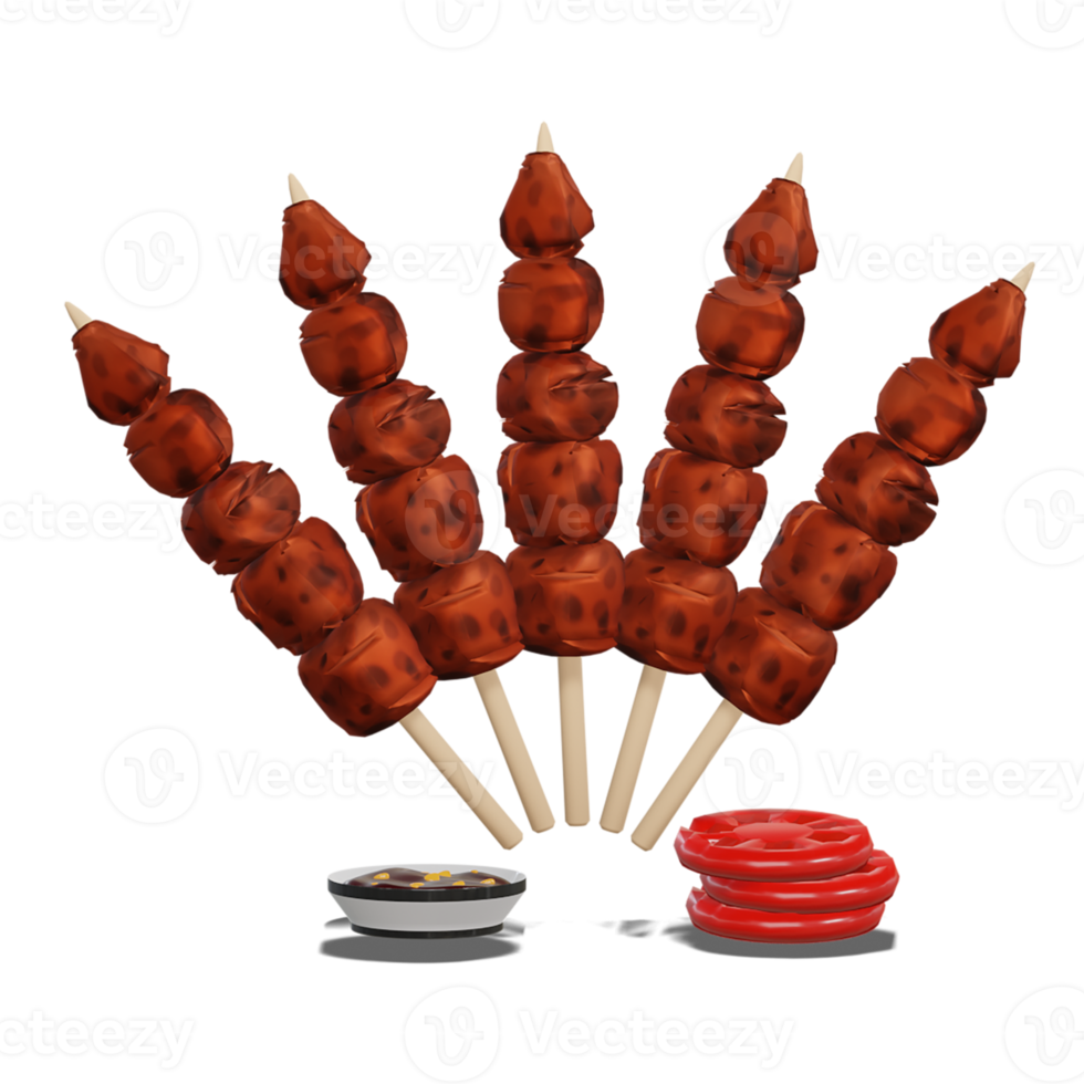 pollo satay con arachide salsa 3d trasparenza sfondo png