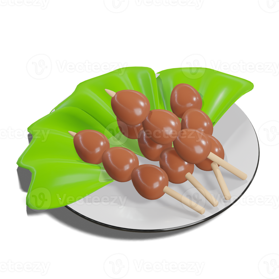 Soy Quail Eggs Satay 3d with Transparency Background png