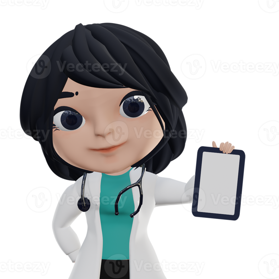 3d bela médica feminina png