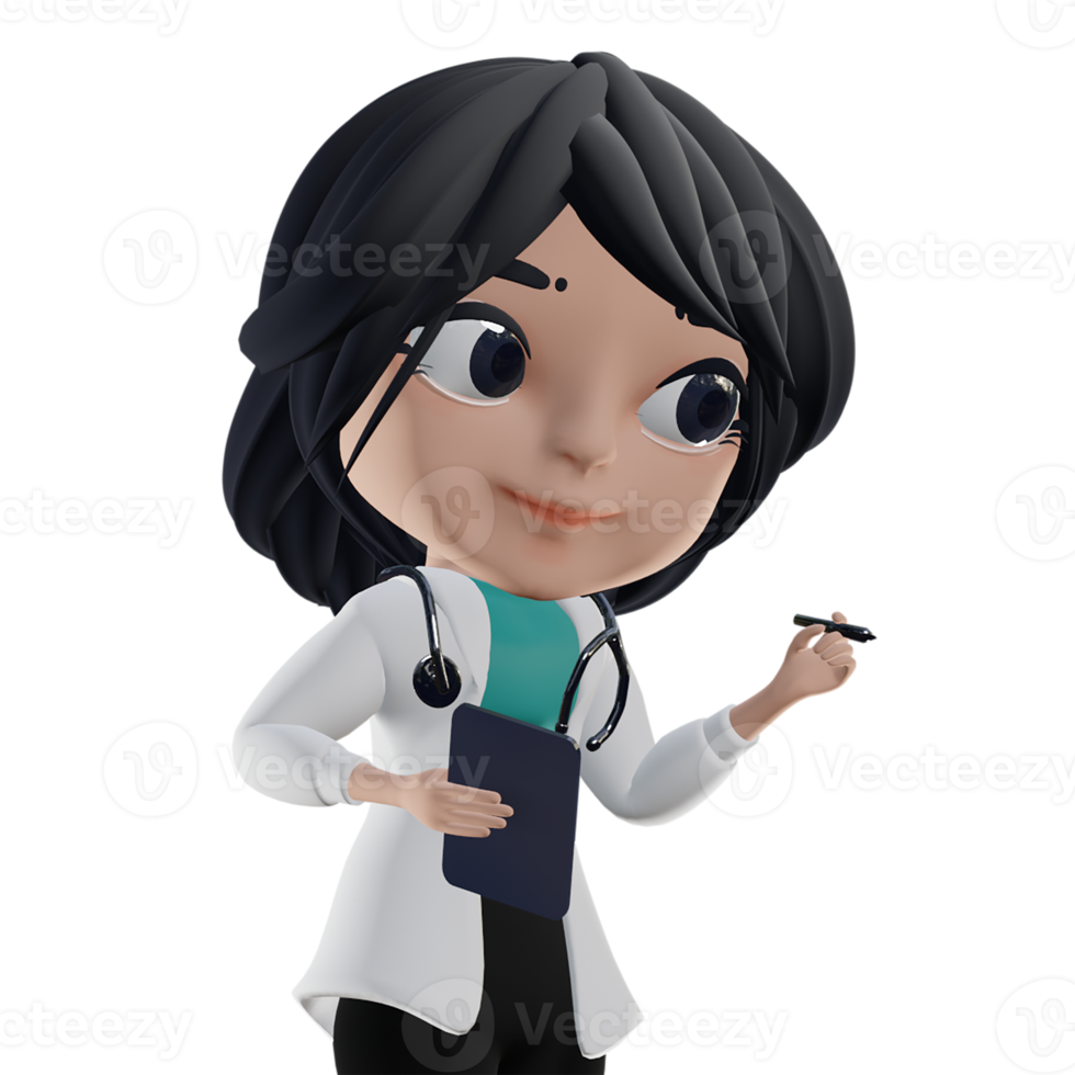 3d bela médica feminina png