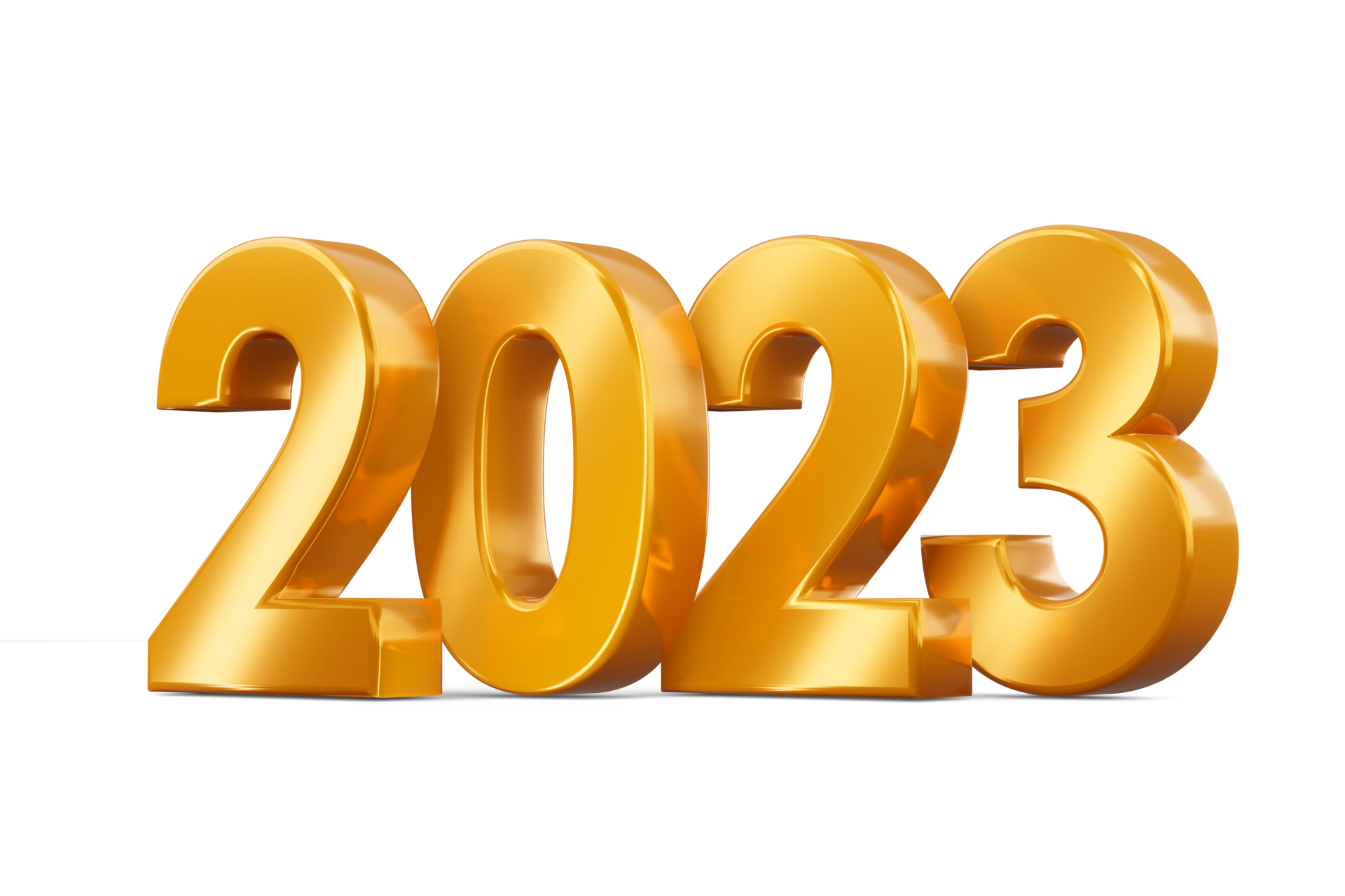 Gold 2023 happy new year two thousand twenty three 3d rendering