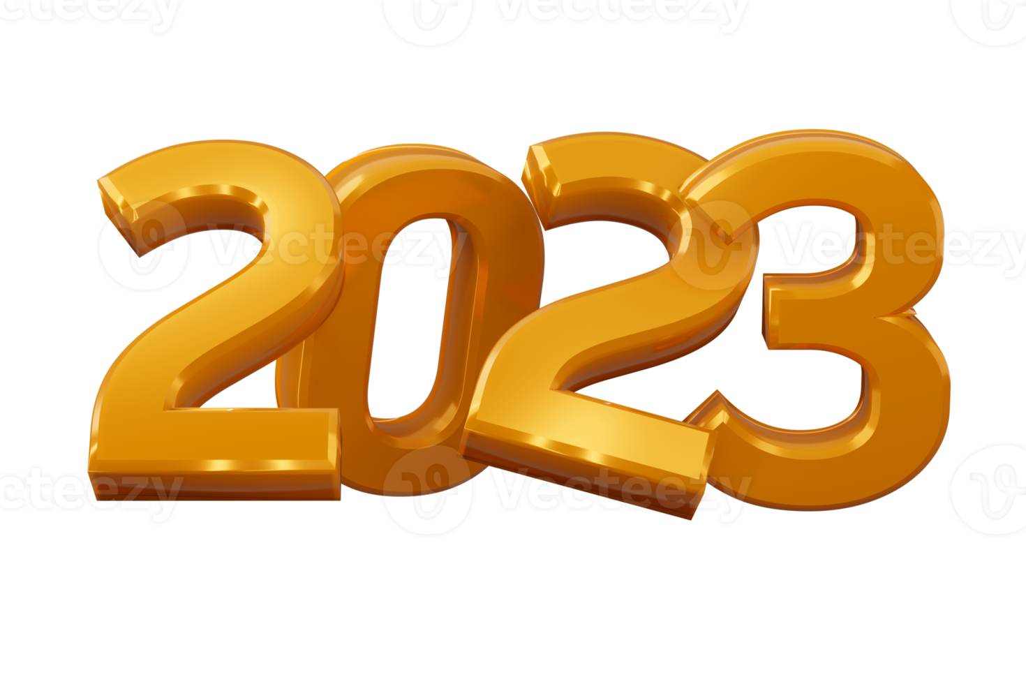 Gold 2023, happy new year two thousand twenty three, 3d rendering png