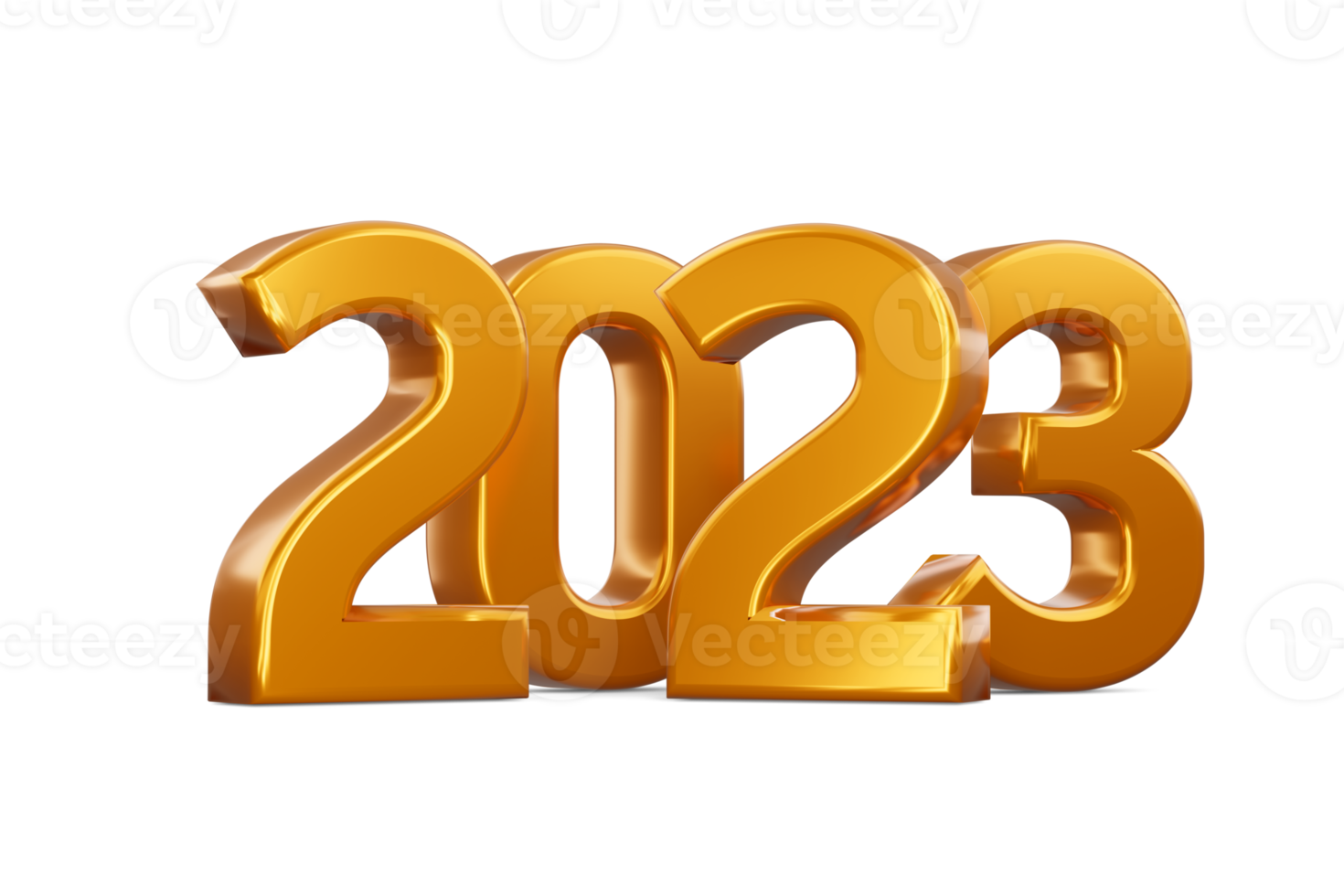 Gold 2023, happy new year two thousand twenty three, 3d rendering png