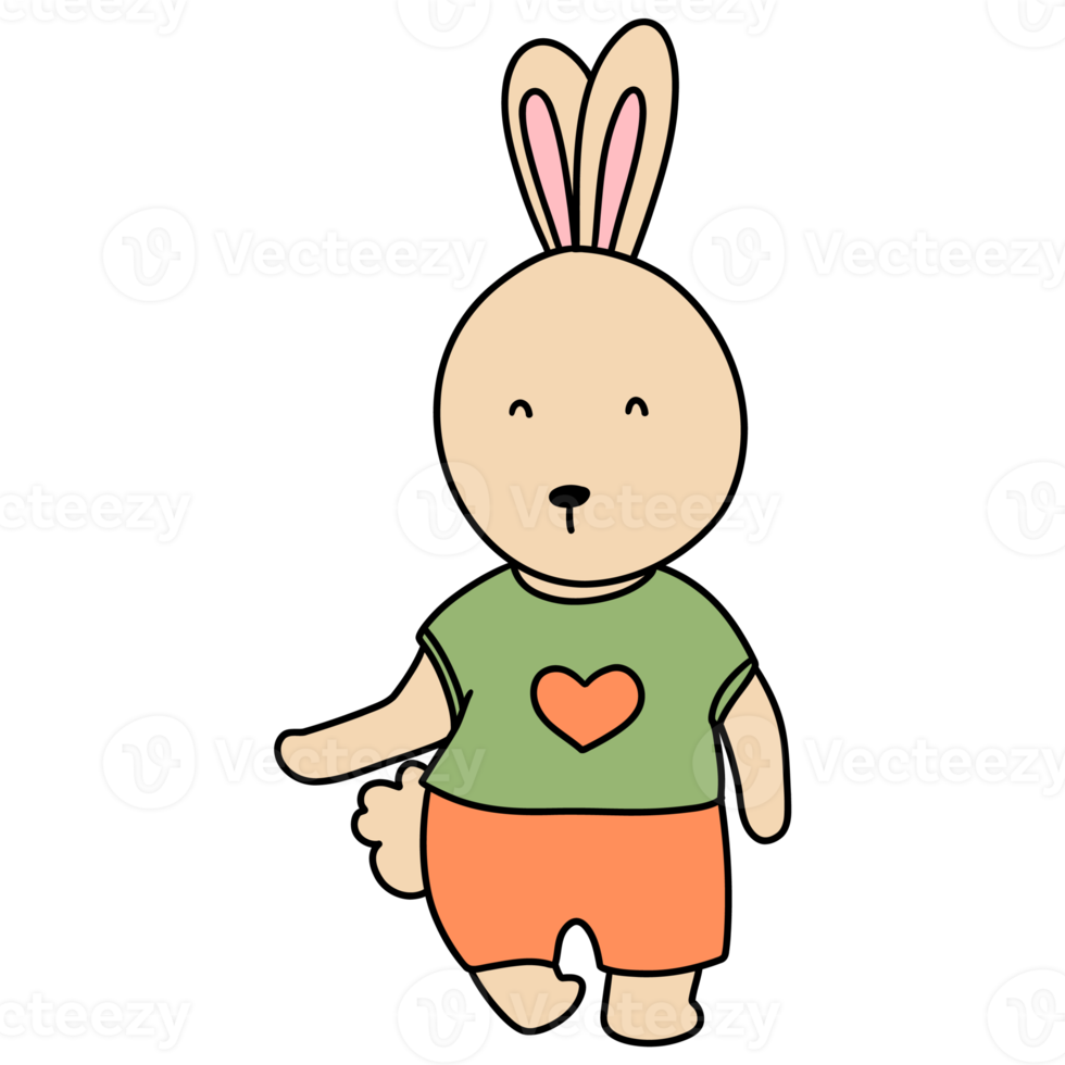 Rabbit character in cute costume, Rabbit Cartoon animal character, hand drawn illustration png