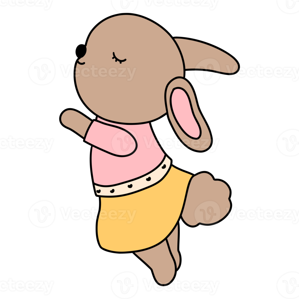 Rabbit character in cute costume, Rabbit Cartoon animal character, hand drawn illustration png