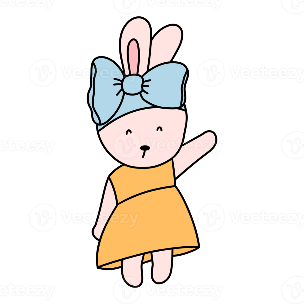 Rabbit character in cute costume, Rabbit Cartoon animal character, hand drawn illustration png