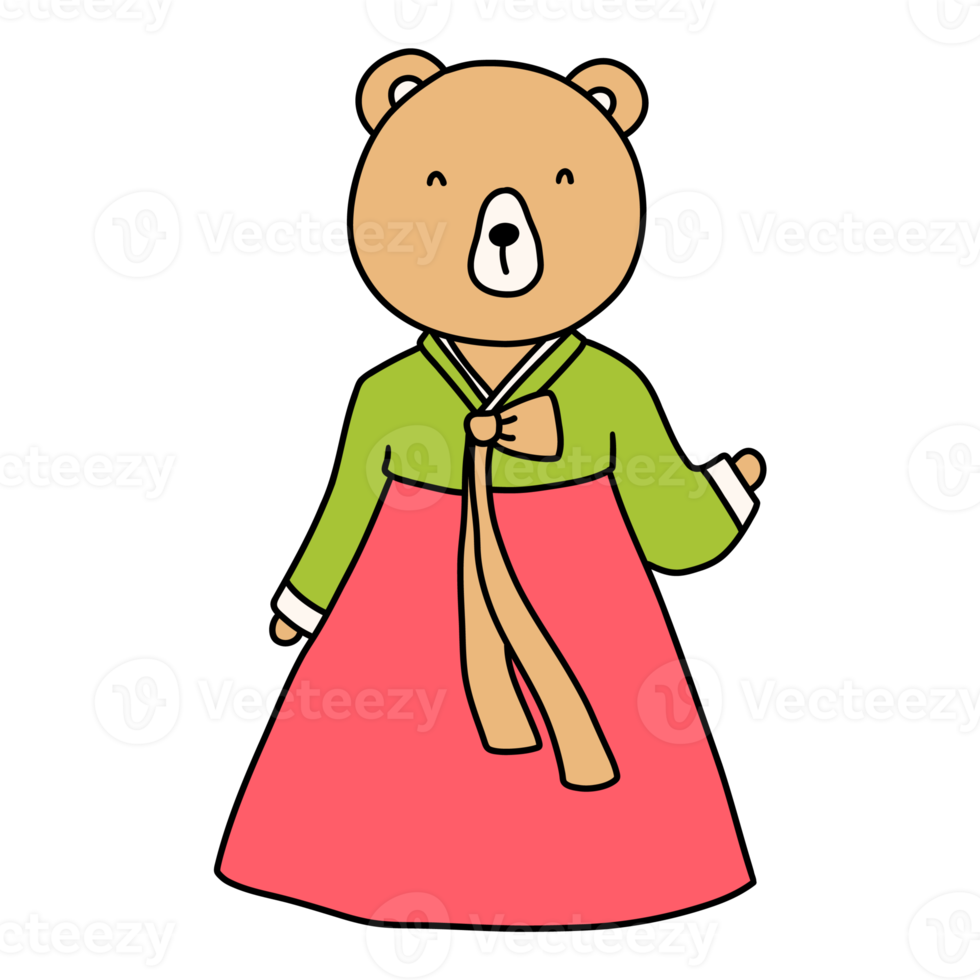 oso, personaje animal waering hanbok, traje tradicional coreano hanbok png