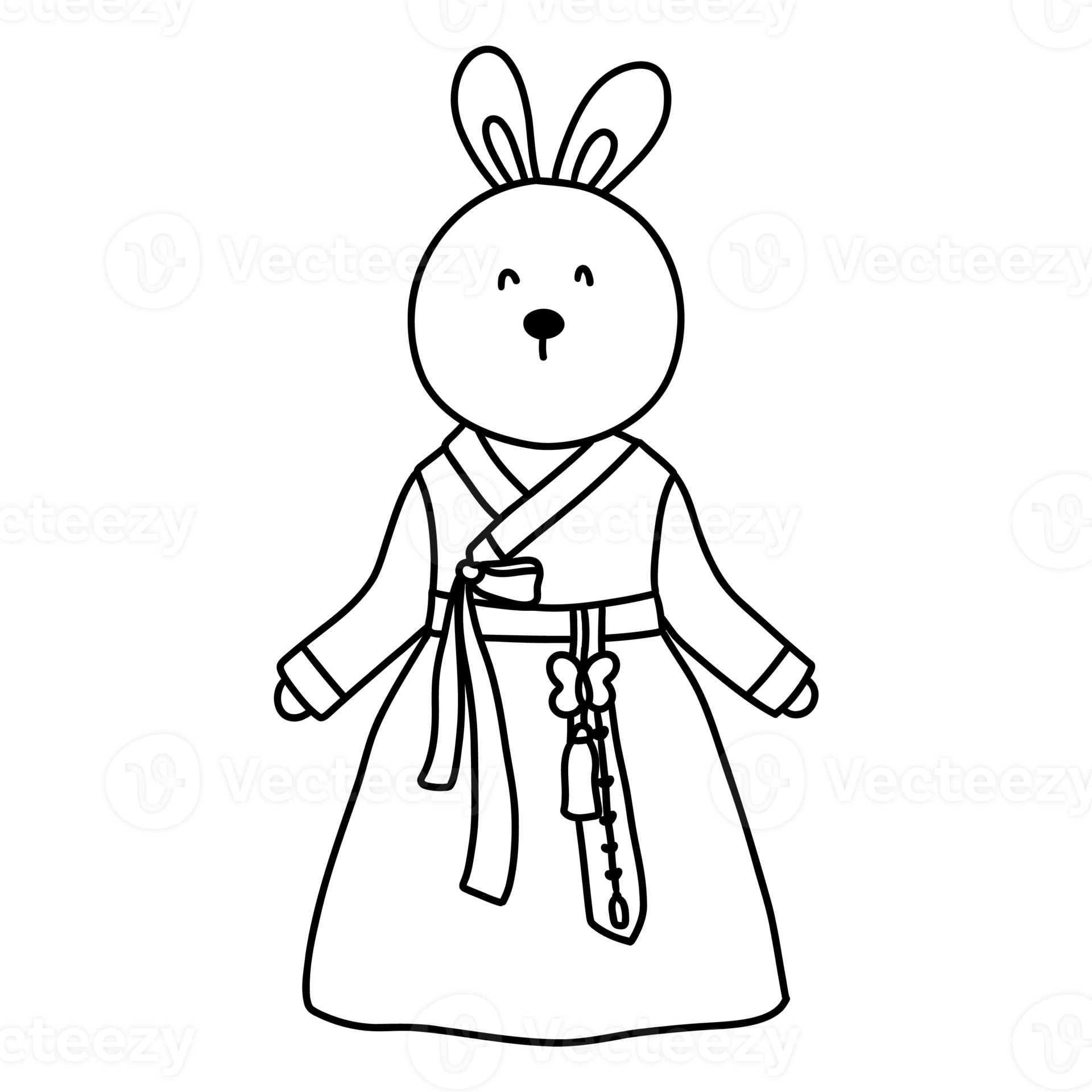 rabbit, animal character waering hanbok, Korean traditional costume