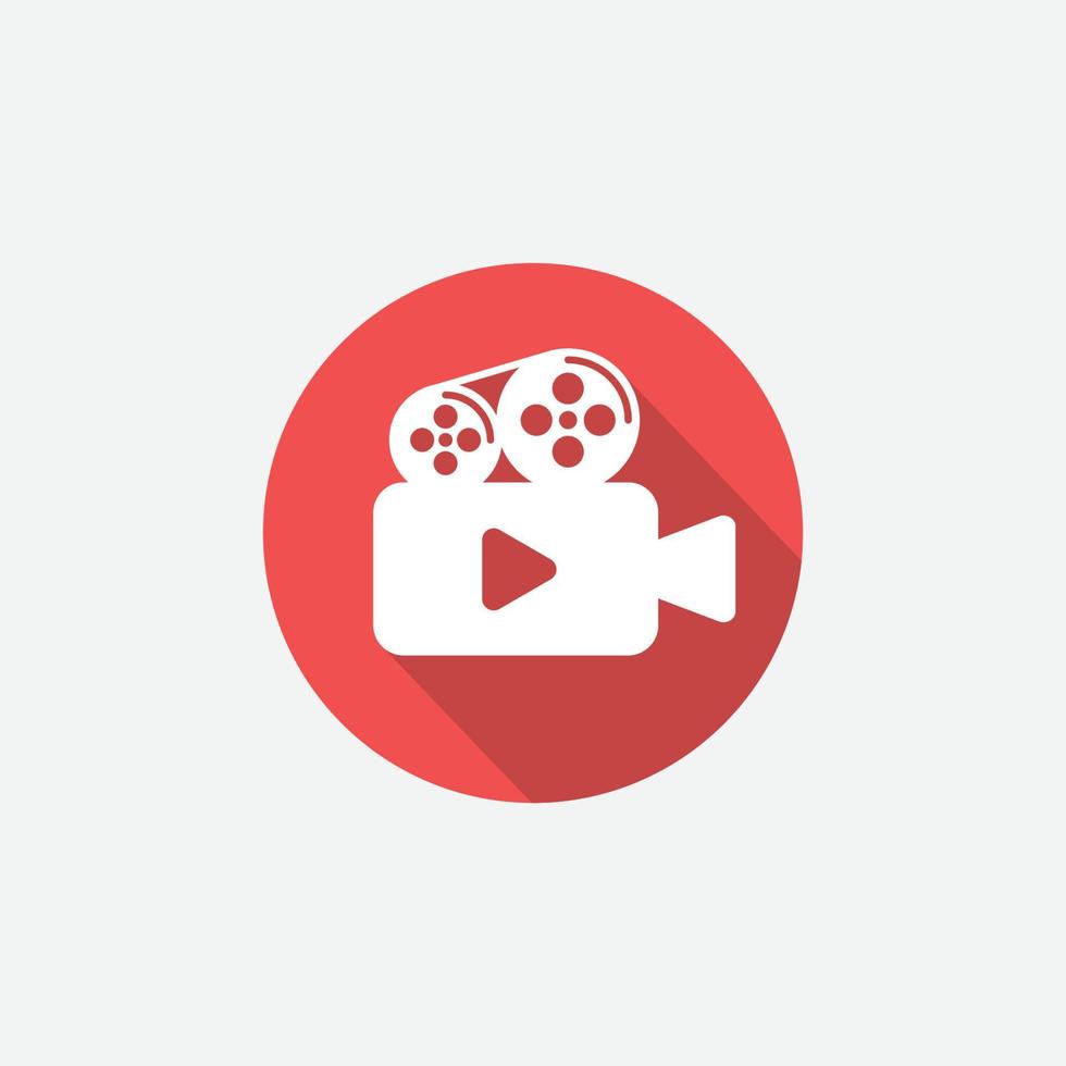 ilustración de vector de icono de grabadora de vídeo, icono de película de cámara, señal de vídeo, símbolo de cine, icono plano de cámara de vídeo, diseño de ilustración de cámara de vídeo