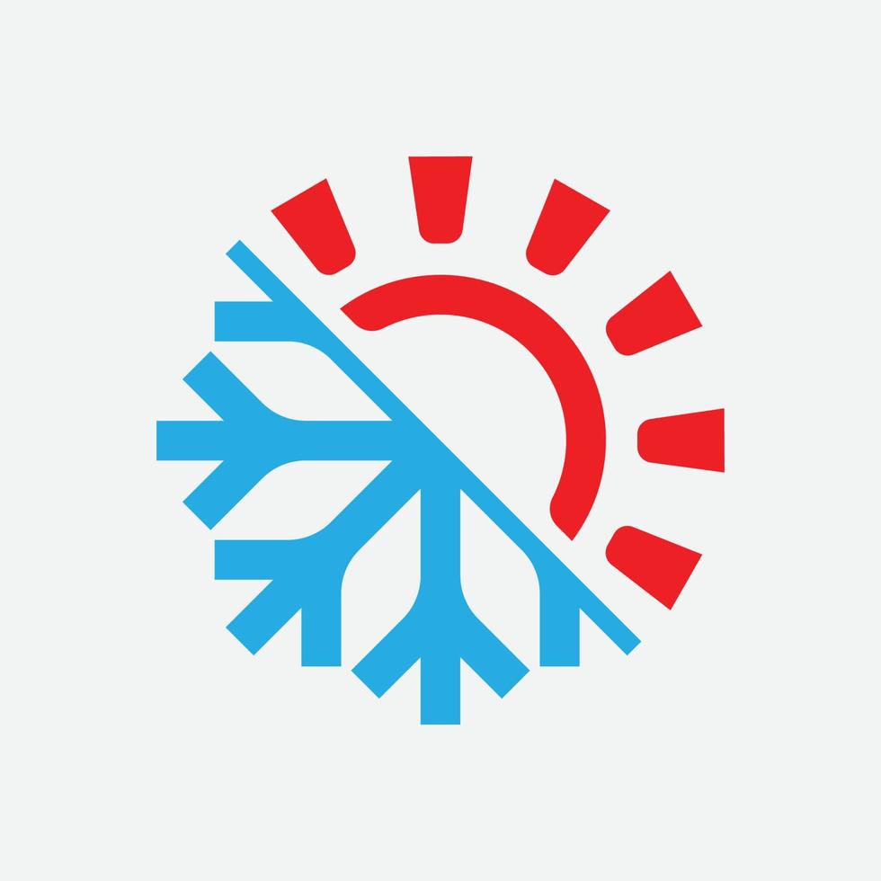 Hot and cold Logo Design Template, Heating and Cooling icon, sun and