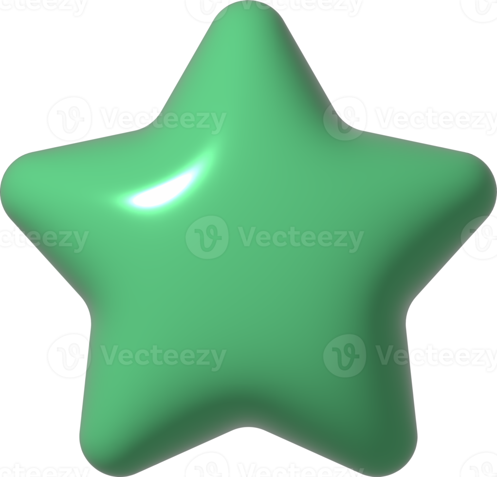 ícone de estrela verde 3D. elemento de férias 3d png