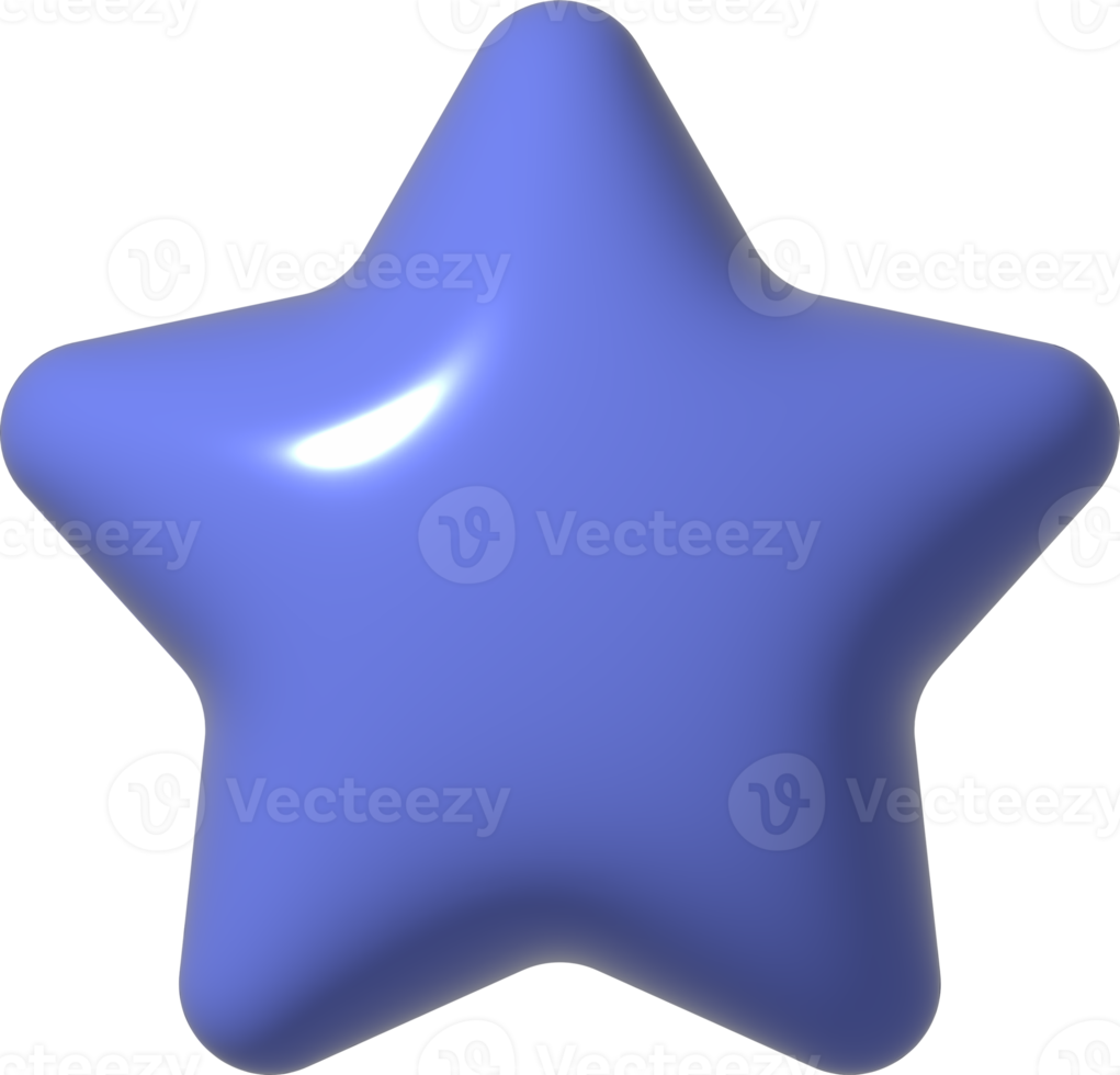 Ícone de estrela azul 3D. elemento de férias 3d png