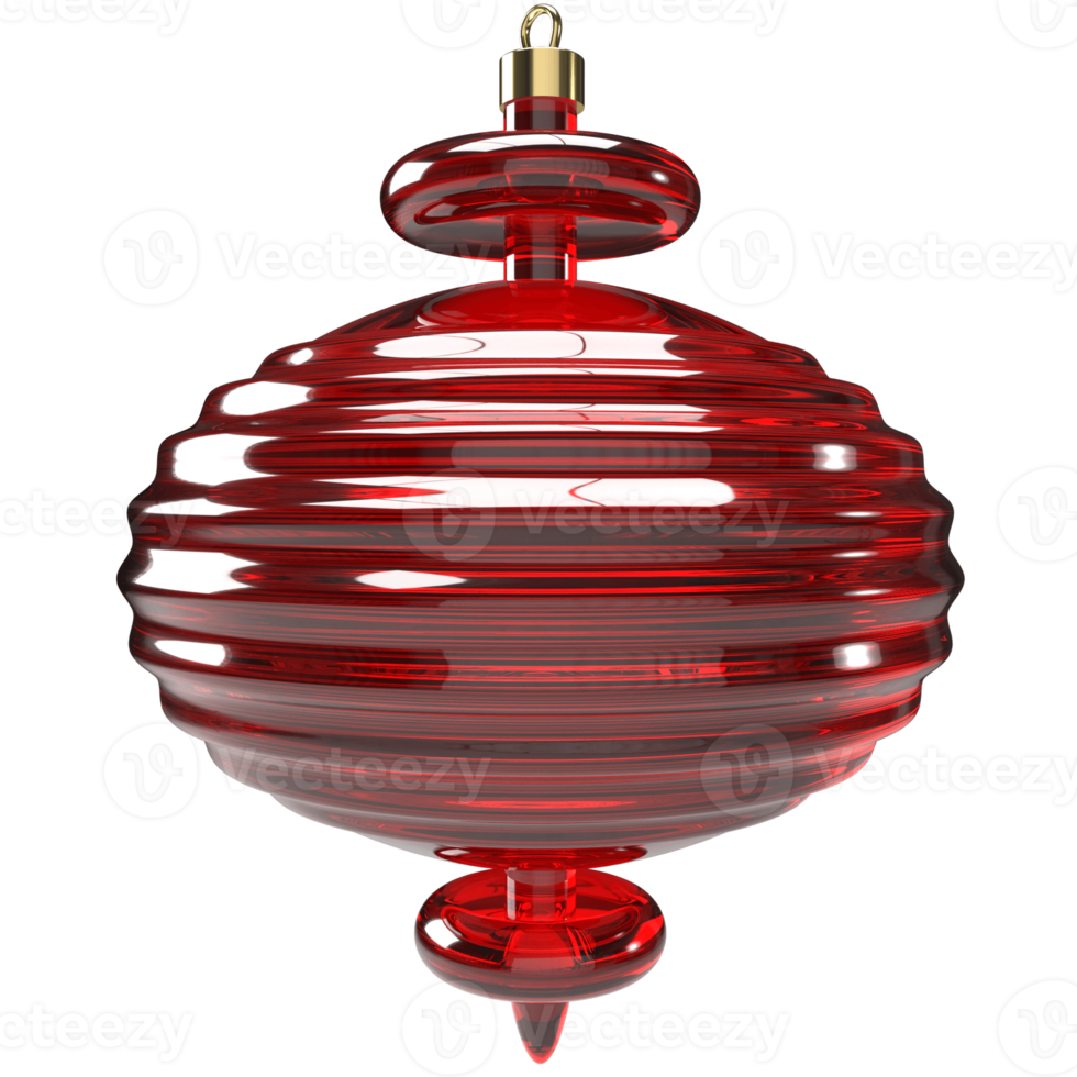 3d blown red glass Christmas tree toy. Christmas and Happy New Year realistic design element. png