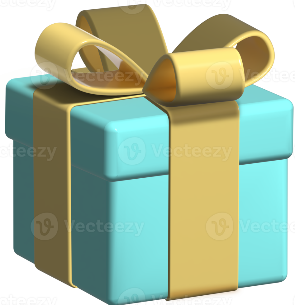 3d gift box icon. Christmas holiday blue gift wrap. png