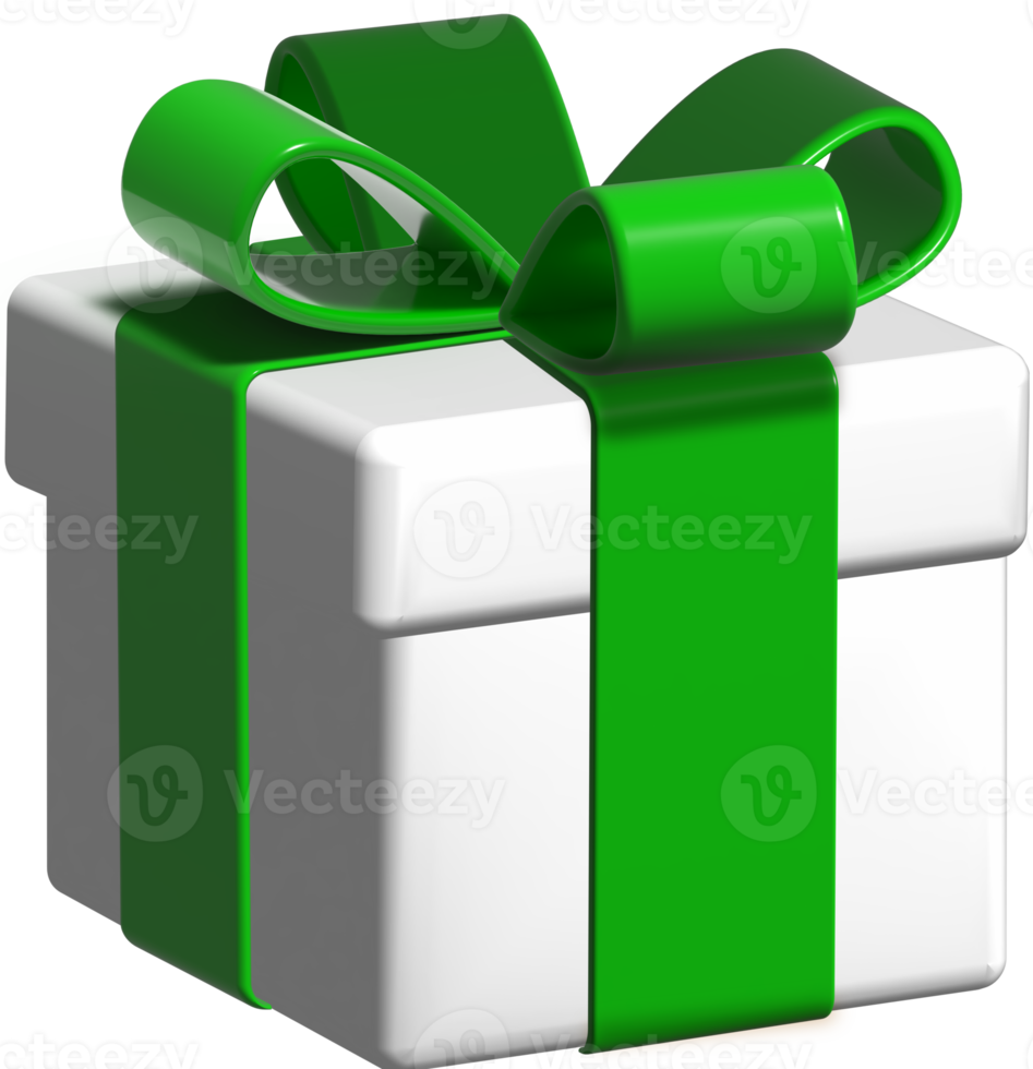 3d gift box icon. Christmas holiday white gift wrap. png